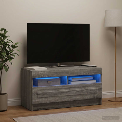 vidaXL LED TV Cabinet Grey Sonoma Engineered Wood