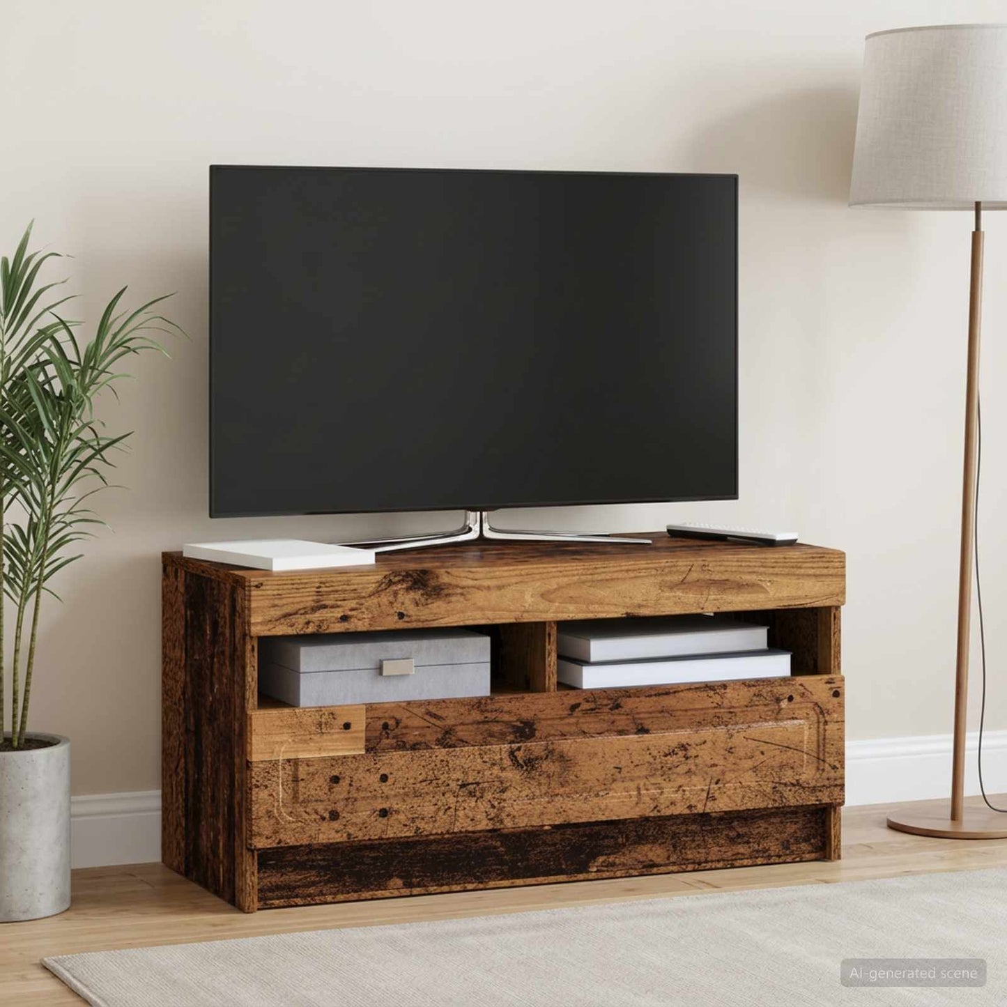 vidaXL LED TV Cabinet Old Wood Engineered Wood