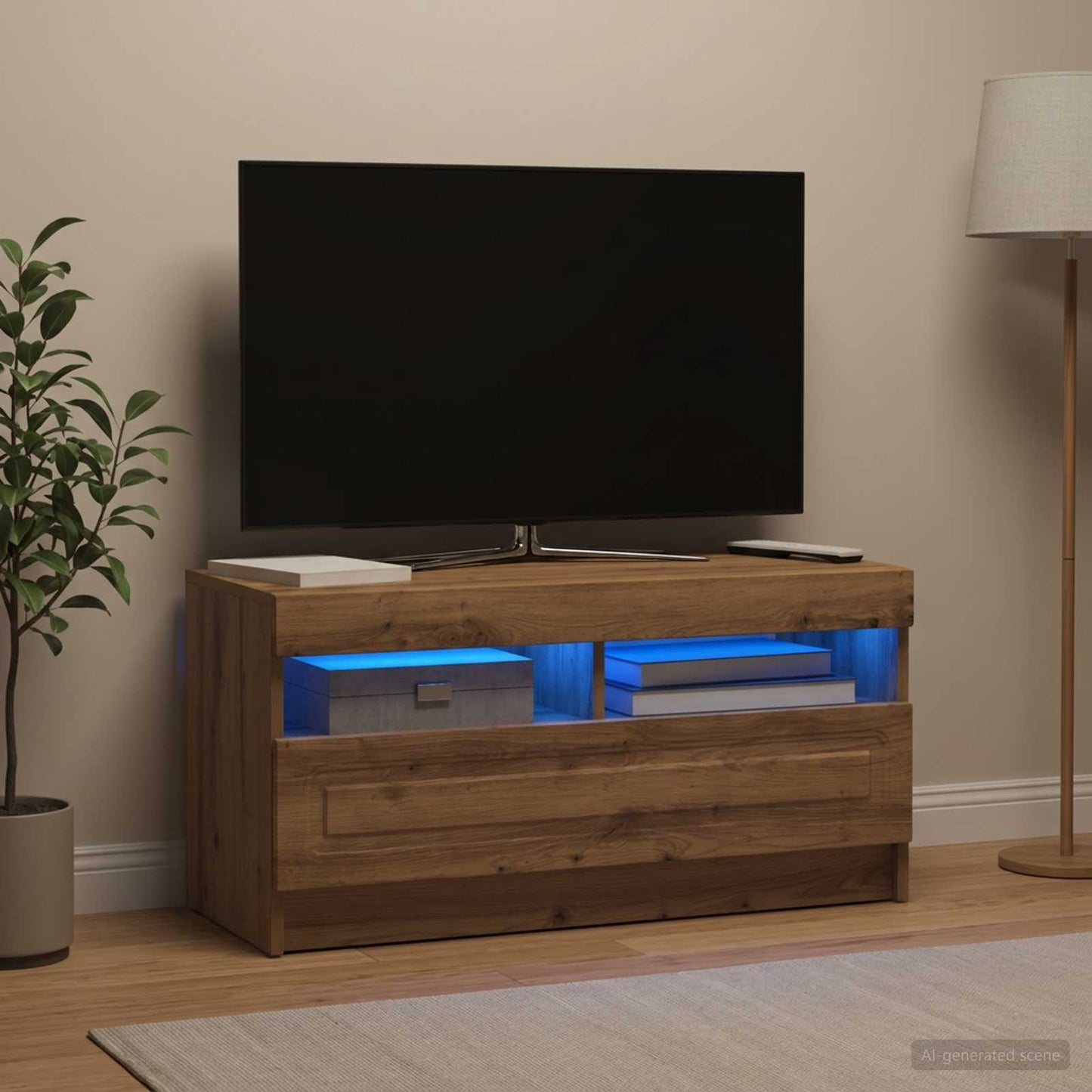 vidaXL LED TV Cabinet Artisan Oak Engineered Wood