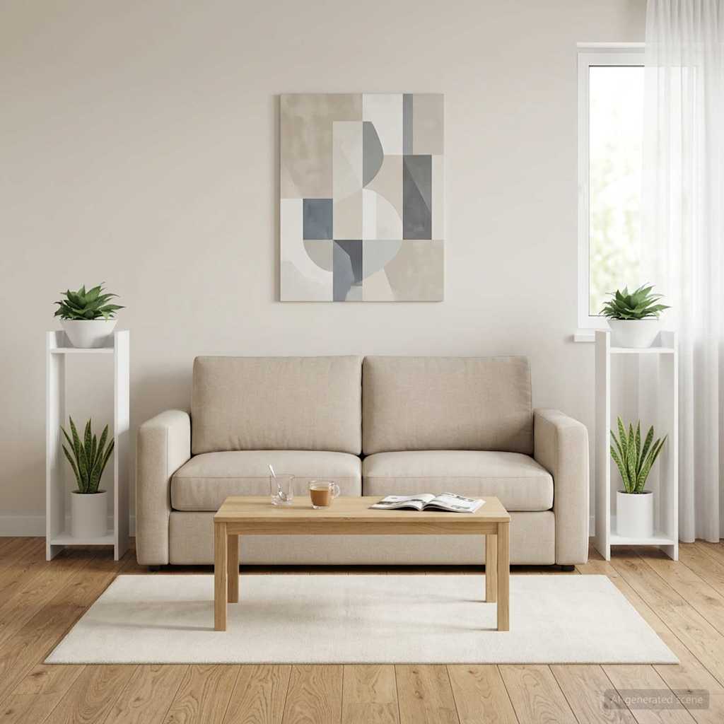 vidaXL Plant Stand 2 pcs White 30 x 30 x 100 cm Engineered Wood