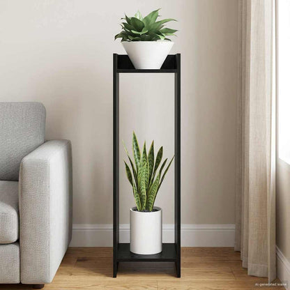 vidaXL Plant Stand Black Oak 30 x 30 x 100 cm Engineered Wood