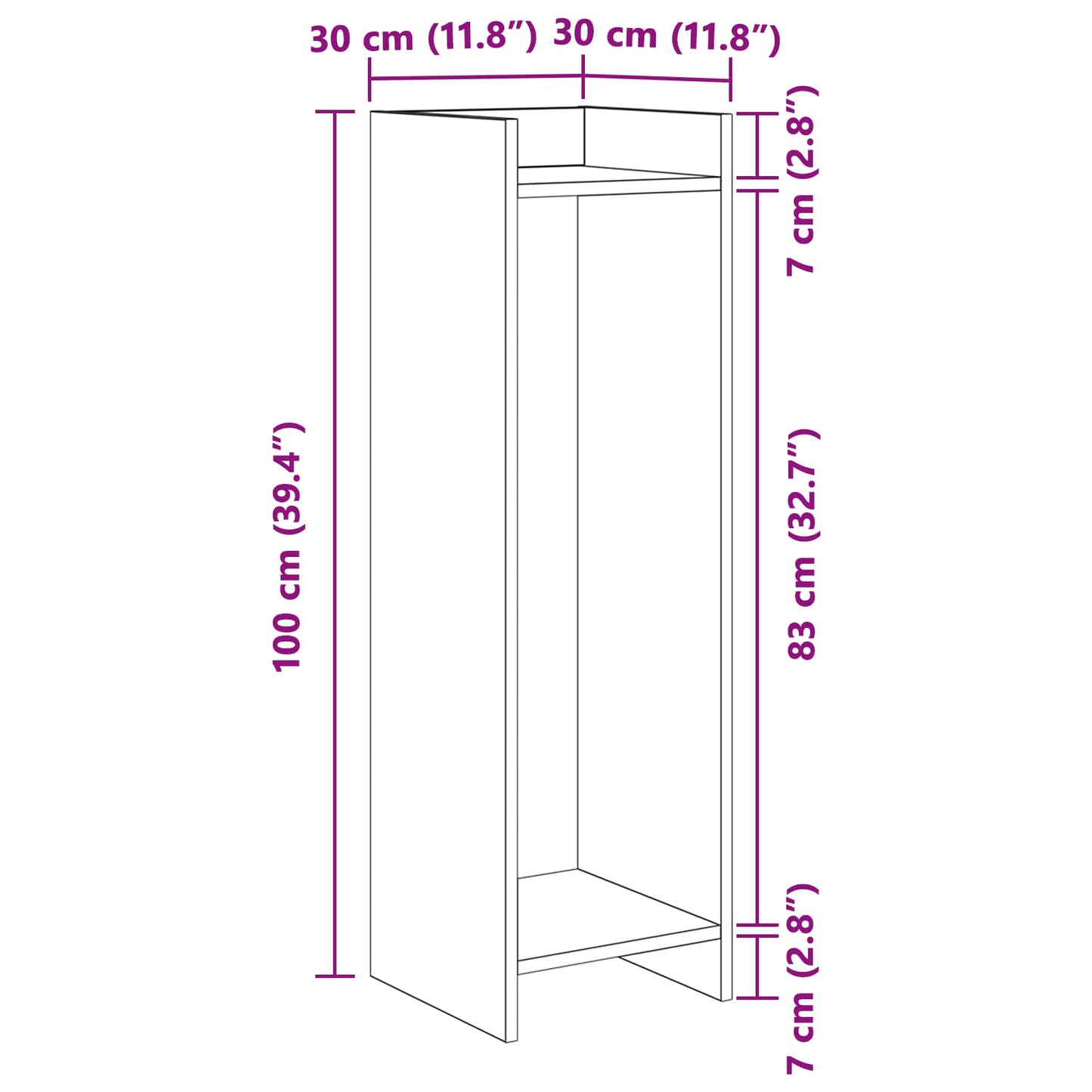 vidaXL Plant Stand Sonoma Oak 30 x 30 x 100 cm Engineered Wood