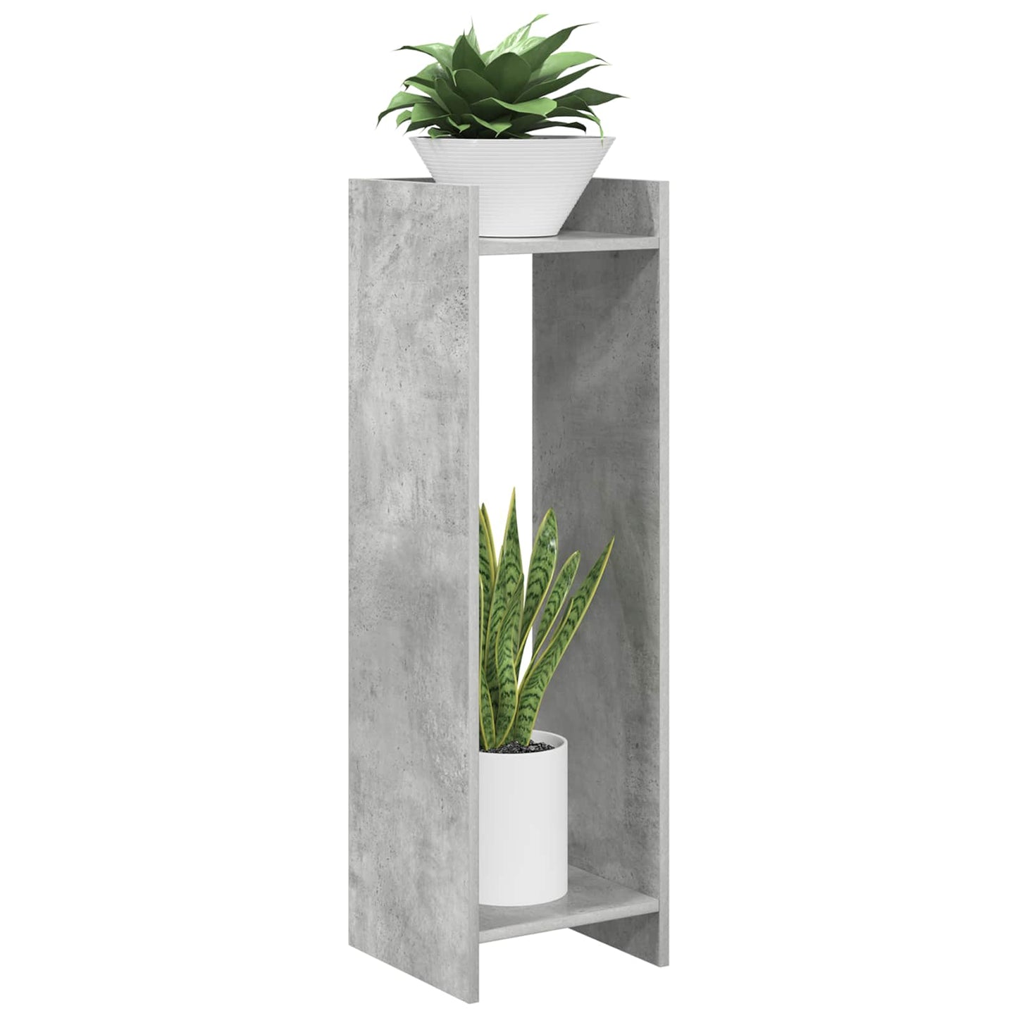 vidaXL Plant Stand with Shelf 2 pcs Concrete Grey 30 x 30 x 100 cm