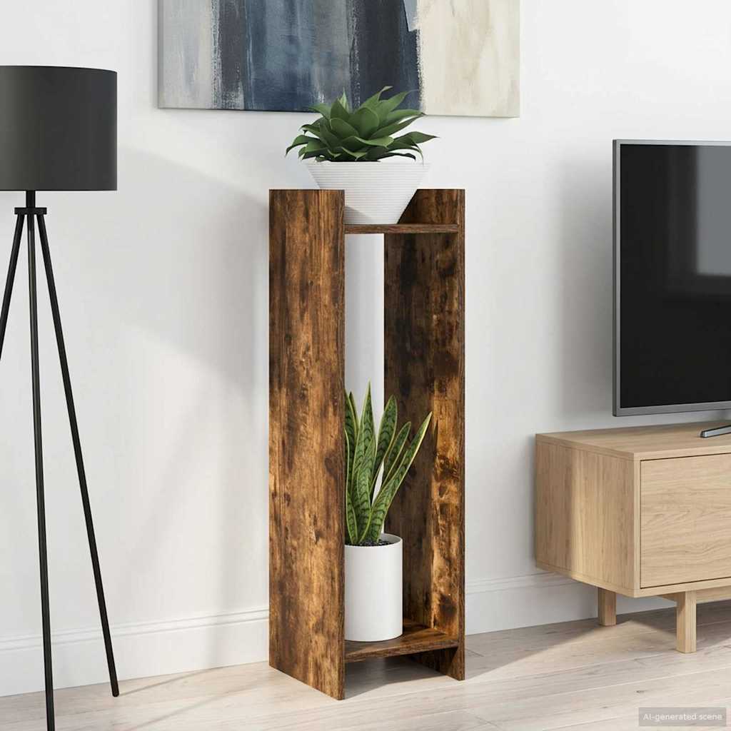 vidaXL Plant Stand Smoked Oak 30 x 30 x 100 cm Engineered Wood