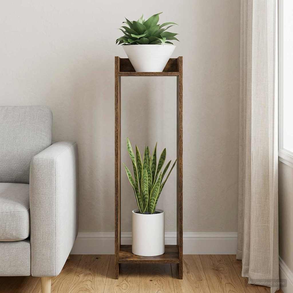 vidaXL Plant Stand Smoked Oak 30 x 30 x 100 cm Engineered Wood