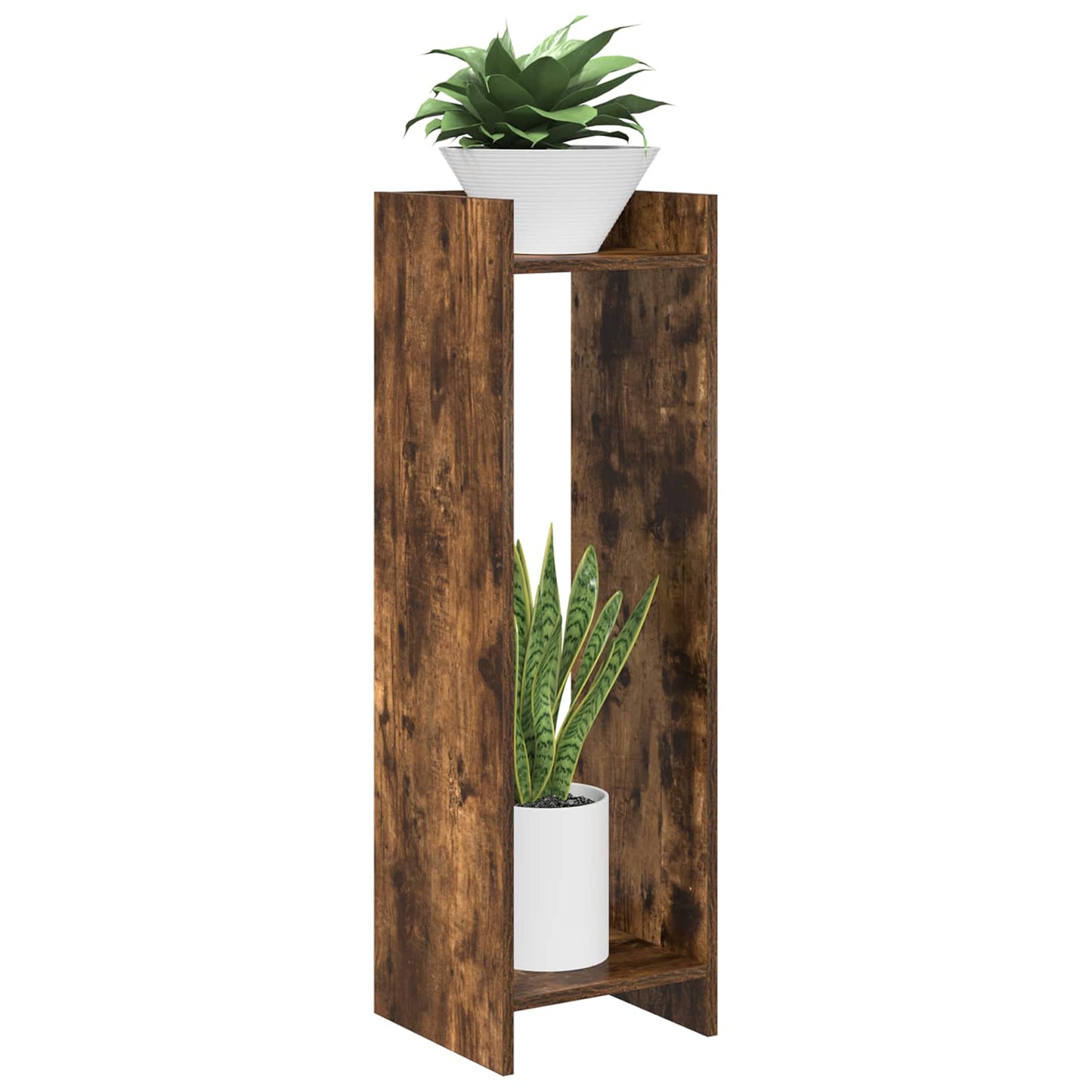 vidaXL Plant Stand Smoked Oak 30 x 30 x 100 cm Engineered Wood