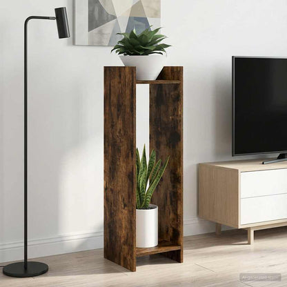vidaXL Plant Stand 2 pcs Smoked Oak 30 x 30 x 100 cm Engineered Wood
