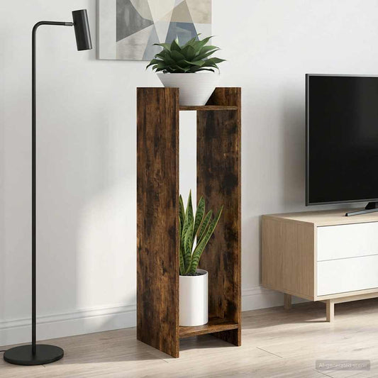 vidaXL Plant Stand 2 pcs Smoked Oak 30 x 30 x 100 cm Engineered Wood