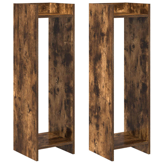 vidaXL Plant Stand 2 pcs Smoked Oak 30 x 30 x 100 cm Engineered Wood