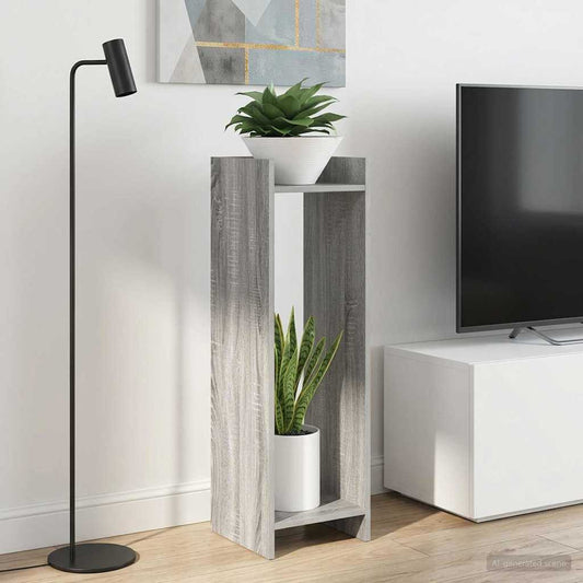 vidaXL Plant Stand 2 pcs Grey Sonoma 30 x 30 x 100 cm Engineered Wood