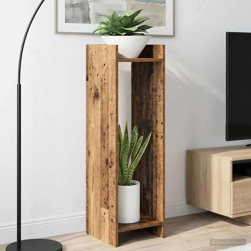 vidaXL Plant Stand 2 pcs Old Wood 30 x 30 x 100 cm Engineered Wood