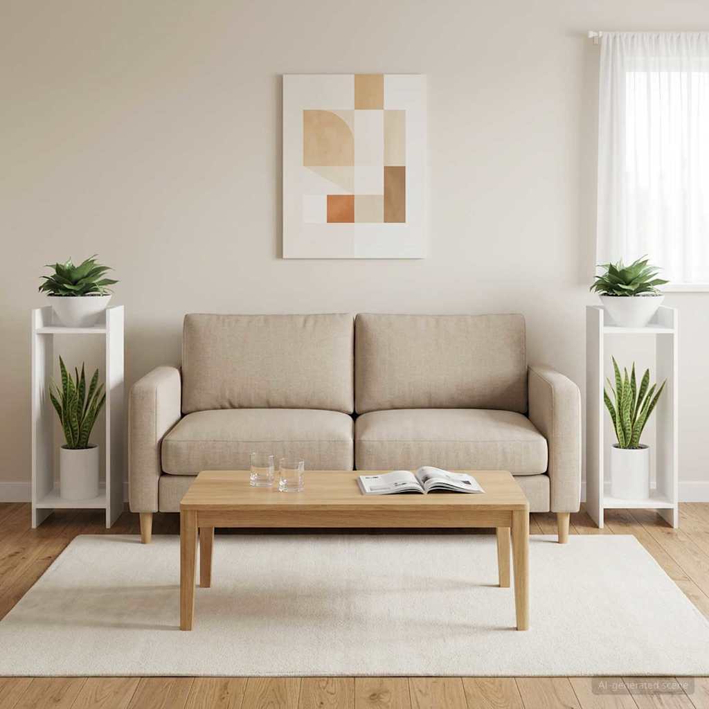 vidaXL Plant Stand 2 pcs White 30 x 30 x 80 cm Engineered Wood