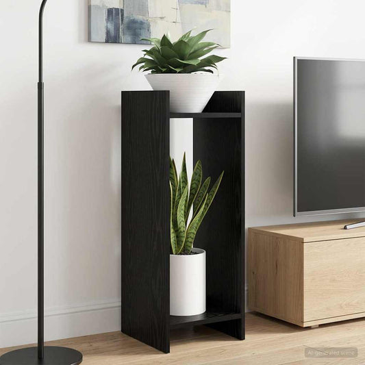 vidaXL Plant Stand Black Oak 30 x 30 x 80 cm Engineered Wood
