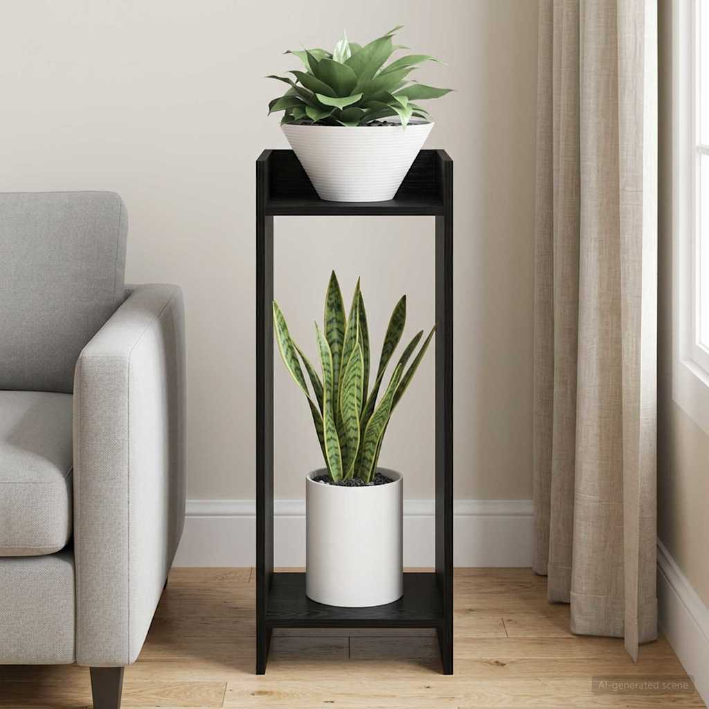 vidaXL Plant Stand Black Oak 30 x 30 x 80 cm Engineered Wood