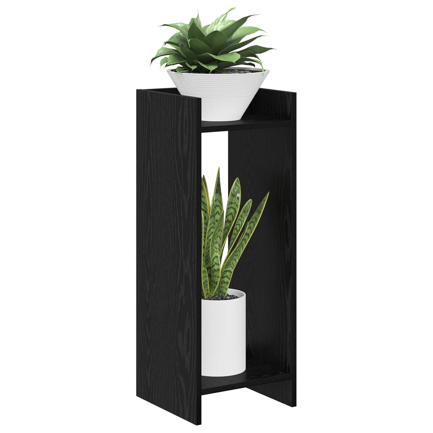 vidaXL Plant Stand 2 pcs Black Oak 30 x 30 x 80 cm Engineered Wood