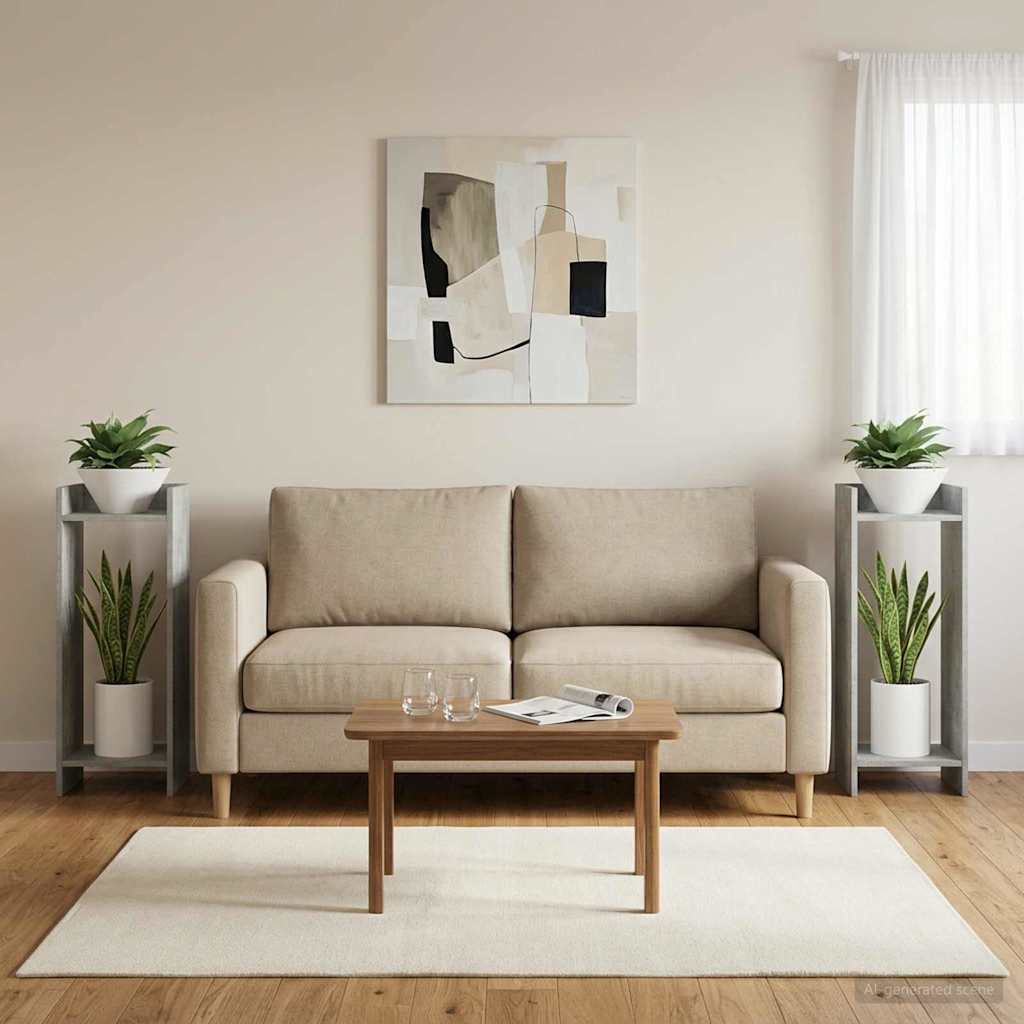 vidaXL Plant Stand 2 pcs Concrete Grey 30 x 30 x 80 cm Engineered Wood