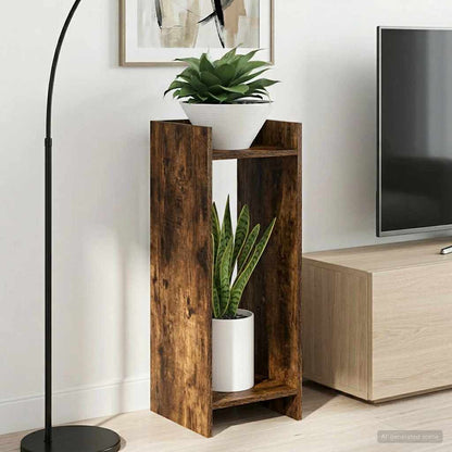 vidaXL Plant Stand Smoked Oak 30 x 30 x 80 cm Engineered Wood