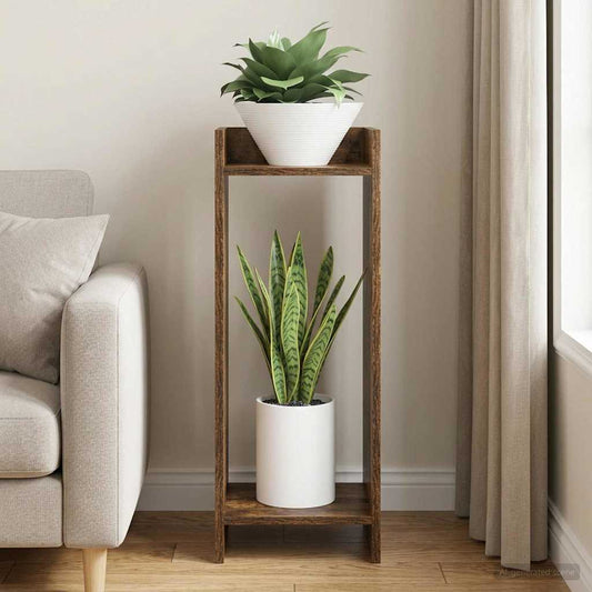 vidaXL Plant Stand Smoked Oak 30 x 30 x 80 cm Engineered Wood