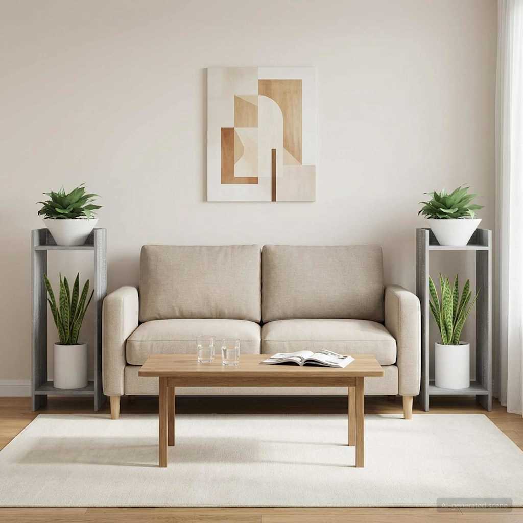 vidaXL Plant Stand 2 pcs Grey Sonoma 30 x 30 x 80 cm Engineered Wood