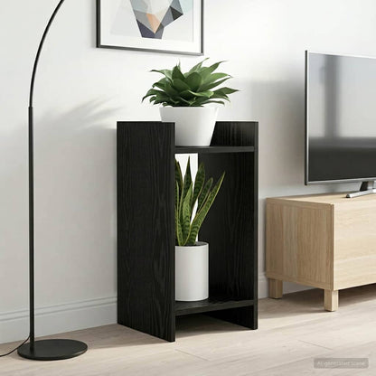 vidaXL Plant Stand Black Oak 30 x 30 x 60 cm Engineered Wood