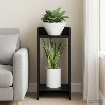 vidaXL Plant Stand Black Oak 30 x 30 x 60 cm Engineered Wood