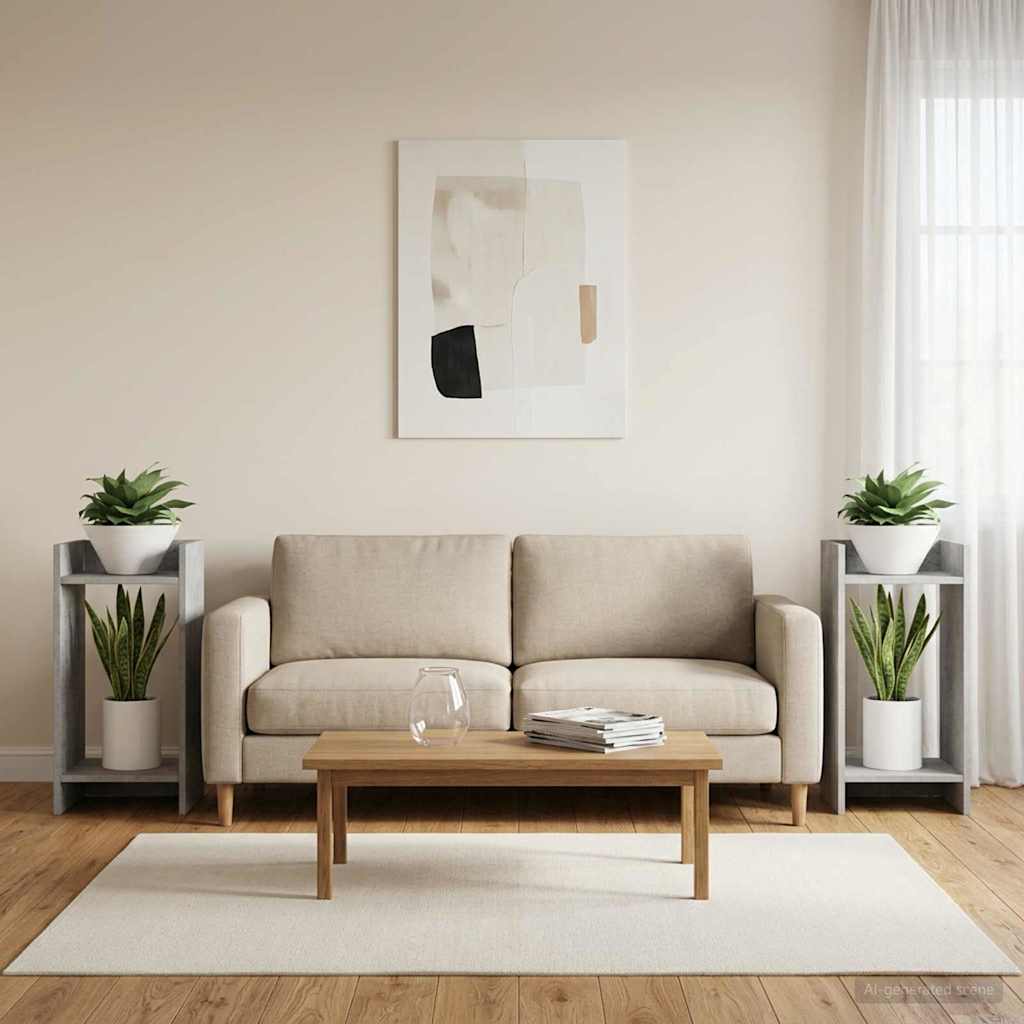 vidaXL Plant Stand 2 pcs Concrete Grey 30 x 30 x 60 cm Engineered Wood