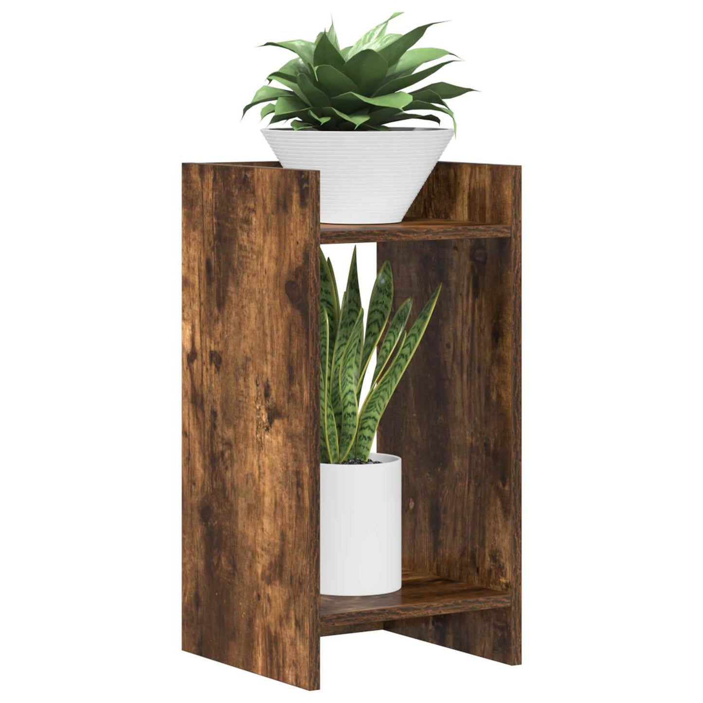 vidaXL Plant Stand Smoked Oak 30 x 30 x 60 cm Engineered Wood