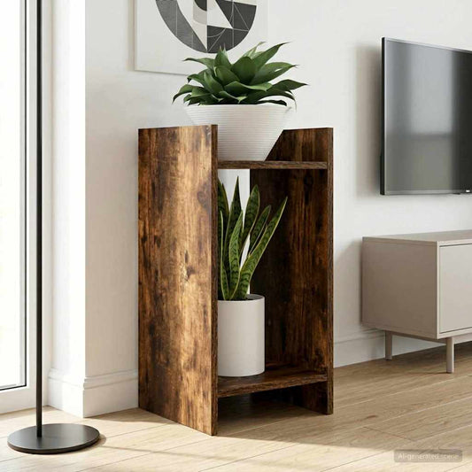 vidaXL Plant Stand 2 pcs Smoked Oak 30 x 30 x 60 cm Engineered Wood