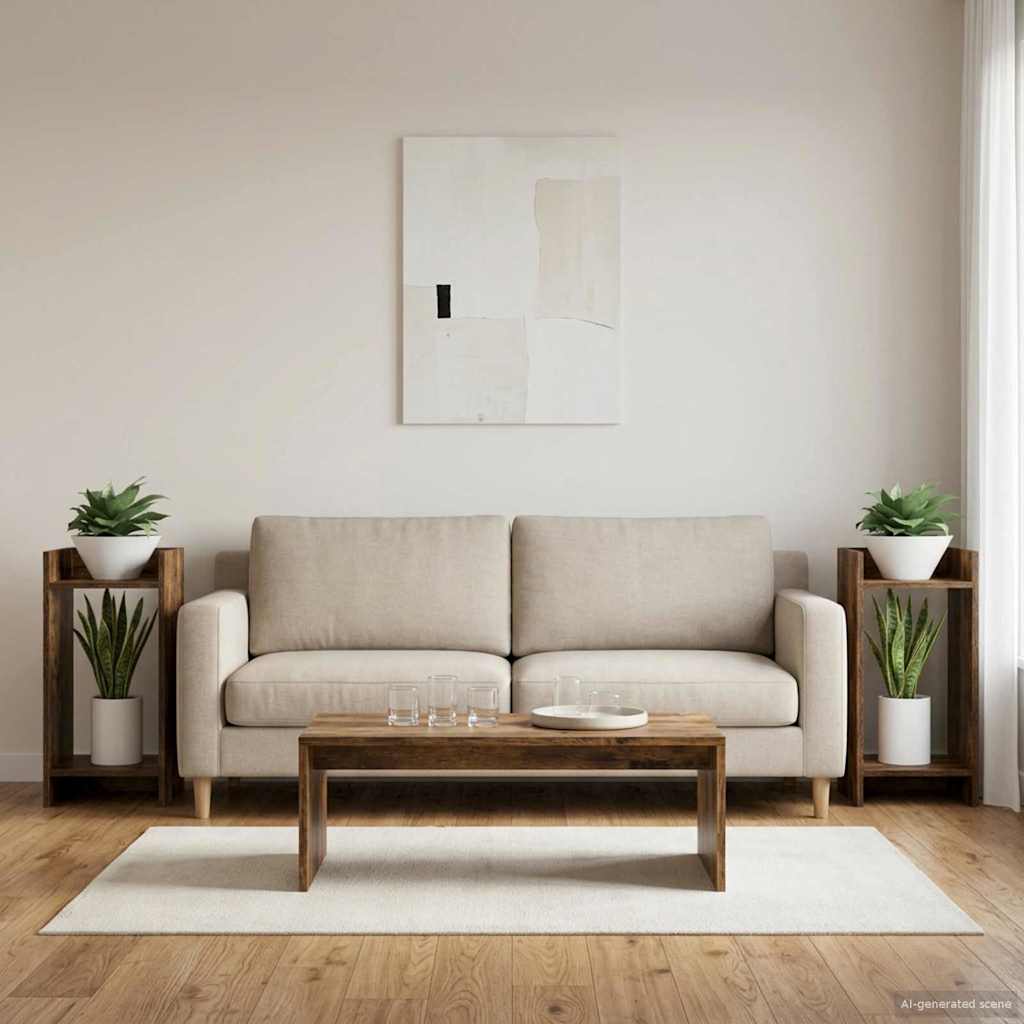 vidaXL Plant Stand 2 pcs Smoked Oak 30 x 30 x 60 cm Engineered Wood