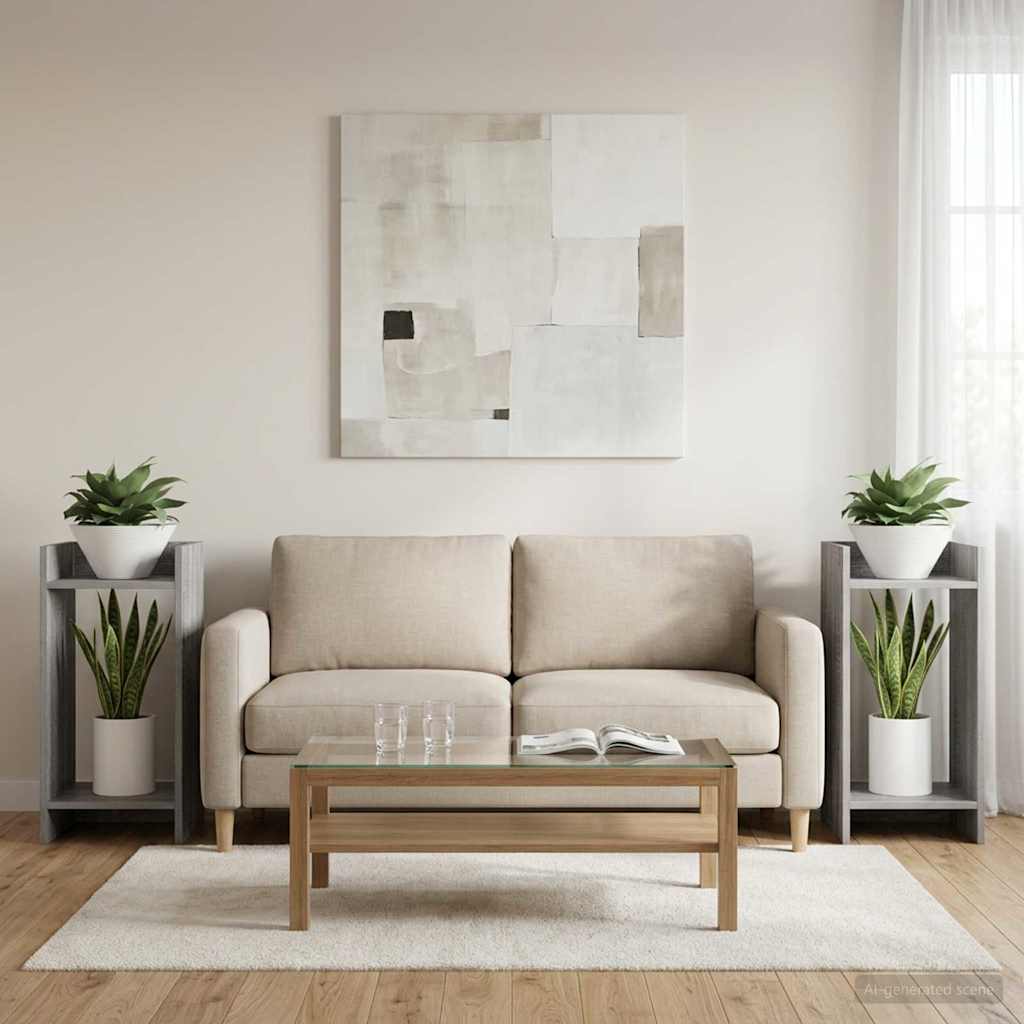vidaXL Plant Stand 2 pcs Grey Sonoma 30 x 30 x 60 cm Engineered Wood