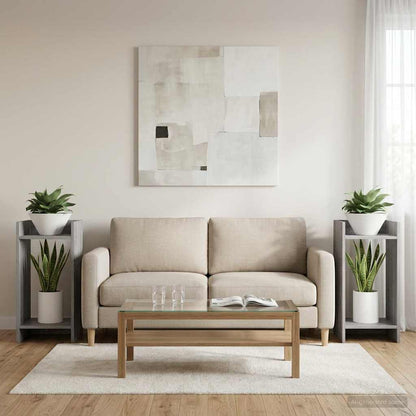 vidaXL Plant Stand 2 pcs Grey Sonoma 30 x 30 x 60 cm Engineered Wood