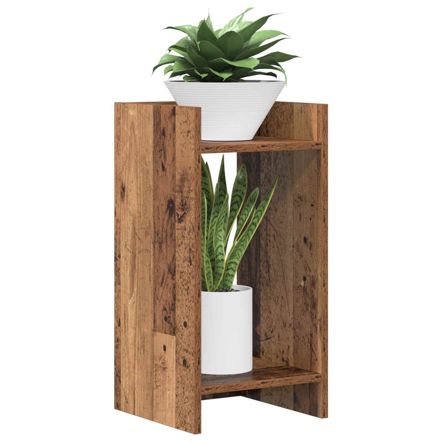 vidaXL Plant Stand with Shelf Old Wood 30 x 30 x 60 cm Engineered Wood