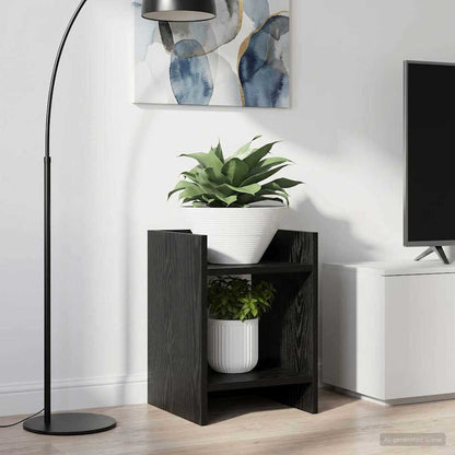 vidaXL Plant Stand Black Oak 30 x 30 x 40 cm Engineered Wood