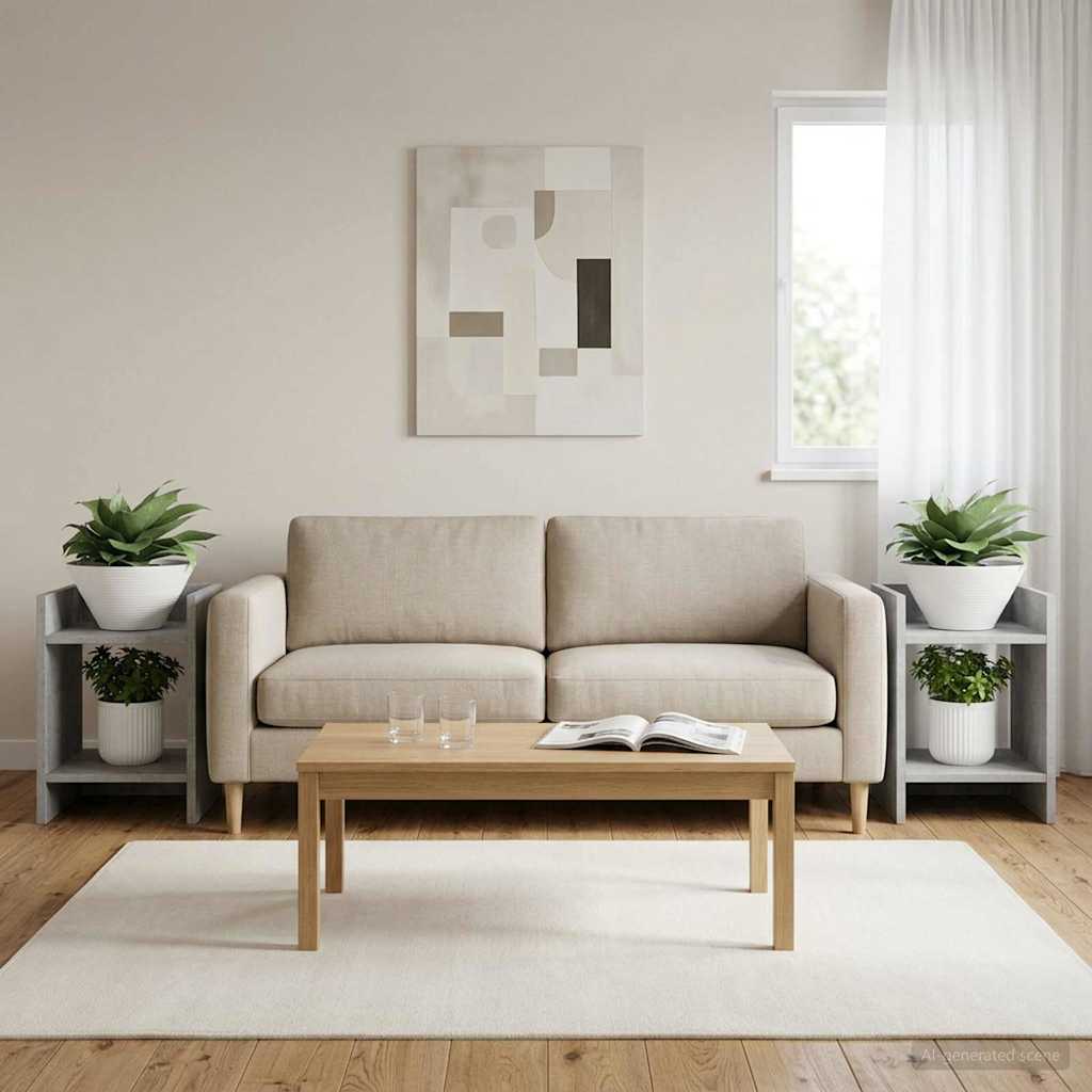 vidaXL Plant Stand 2 pcs Concrete Grey 30 x 30 x 40 cm Engineered Wood