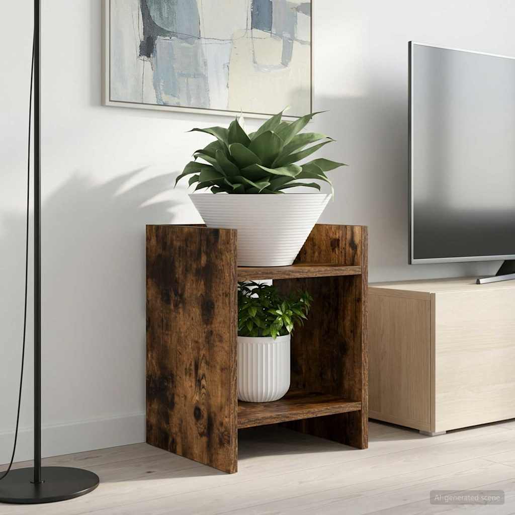 vidaXL Plant Stand Smoked Oak 30 x 30 x 40 cm Engineered Wood