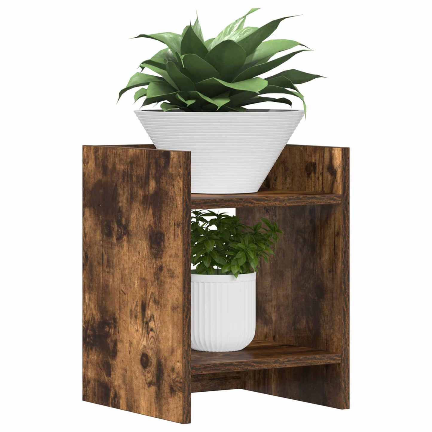 vidaXL Plant Stand 2 pcs Smoked Oak 30 x 30 x 40 cm Engineered Wood