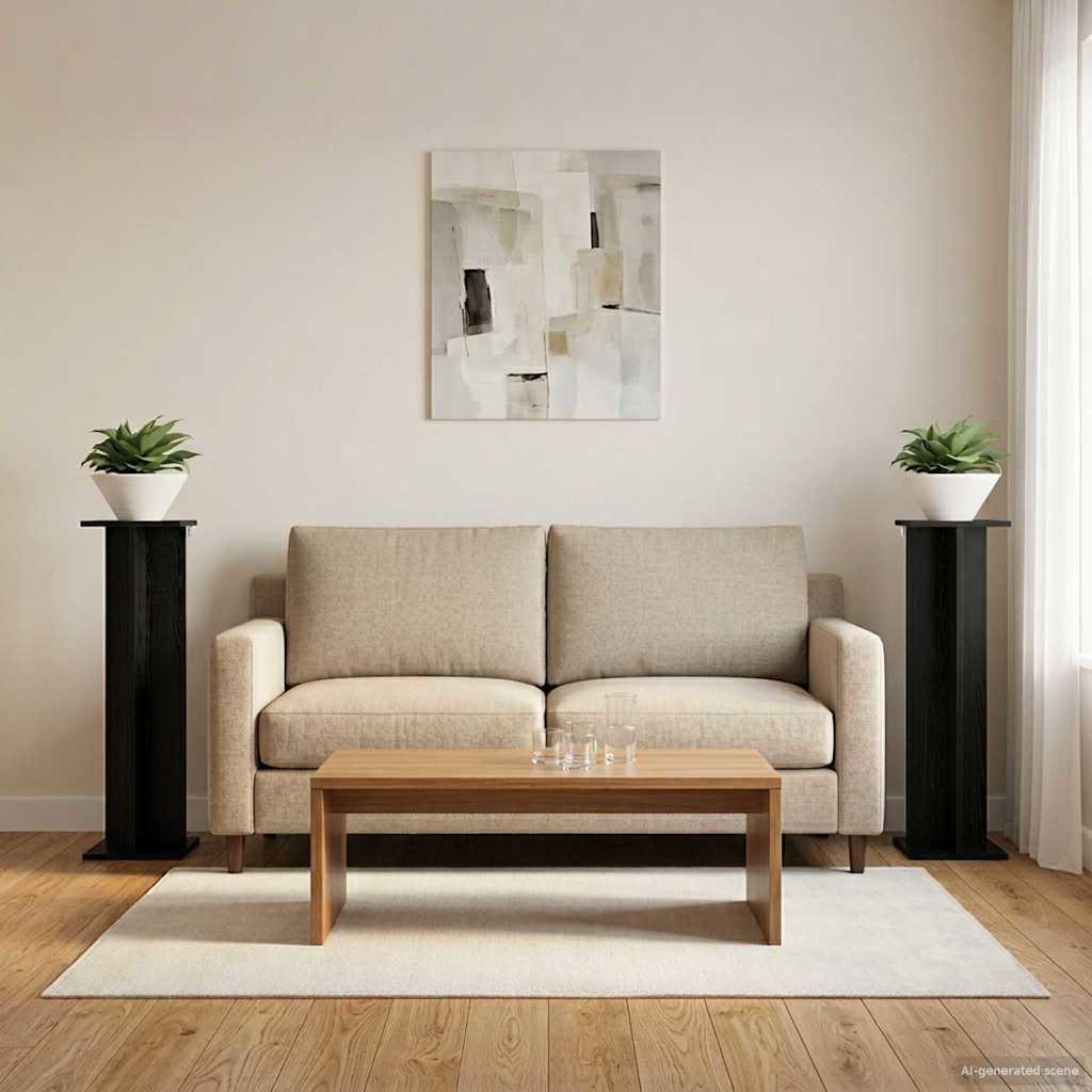 vidaXL Plant Stand 2 pcs Black Oak 25 x 25.5 x 100.5 cm