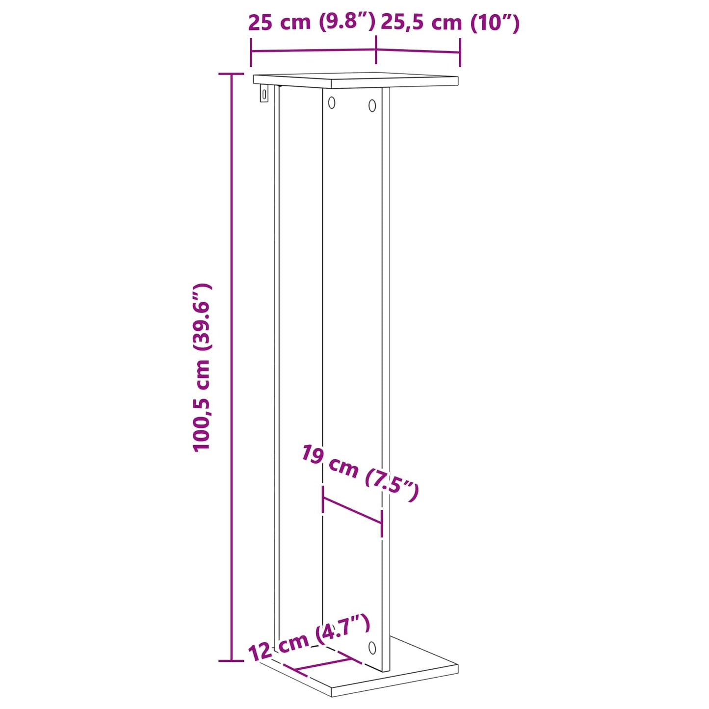 vidaXL Plant Stand 2 pcs Black Oak 25 x 25.5 x 100.5 cm
