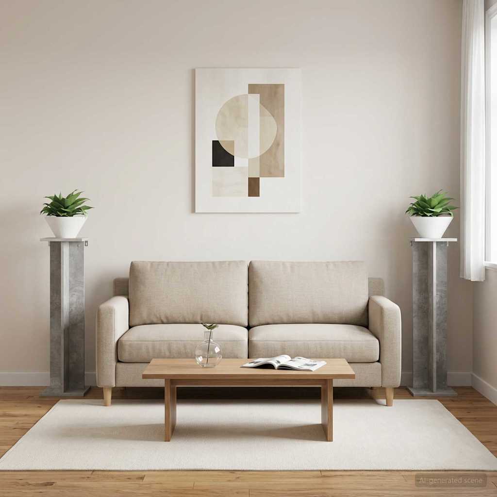 vidaXL Plant Stand 2 pcs Concrete Grey 25 x 25.5 x 100.5 cm