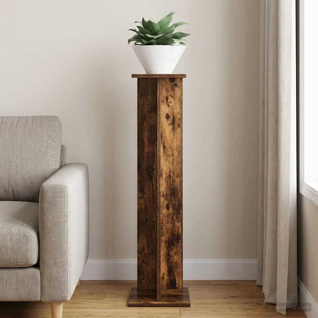vidaXL Plant Stand Smoked Oak 25 x 25.5 x 100.5 cm Engineered Wood