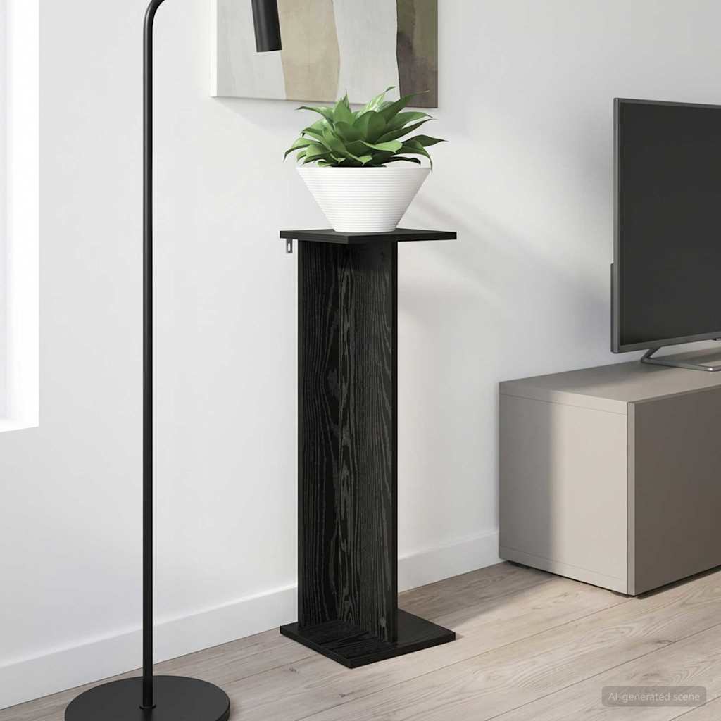 vidaXL Plant Stand Black Oak 25 x 25.5 x 80.5 cm Engineered Wood