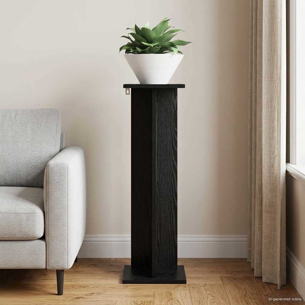 vidaXL Plant Stand Black Oak 25 x 25.5 x 80.5 cm Engineered Wood