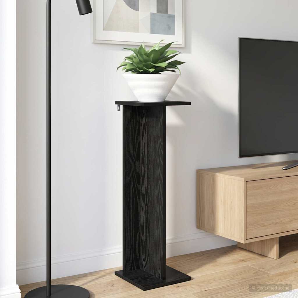 vidaXL Plant Stand 2 pcs Black Oak 25 x 25.5 x 80.5 cm Engineered Wood