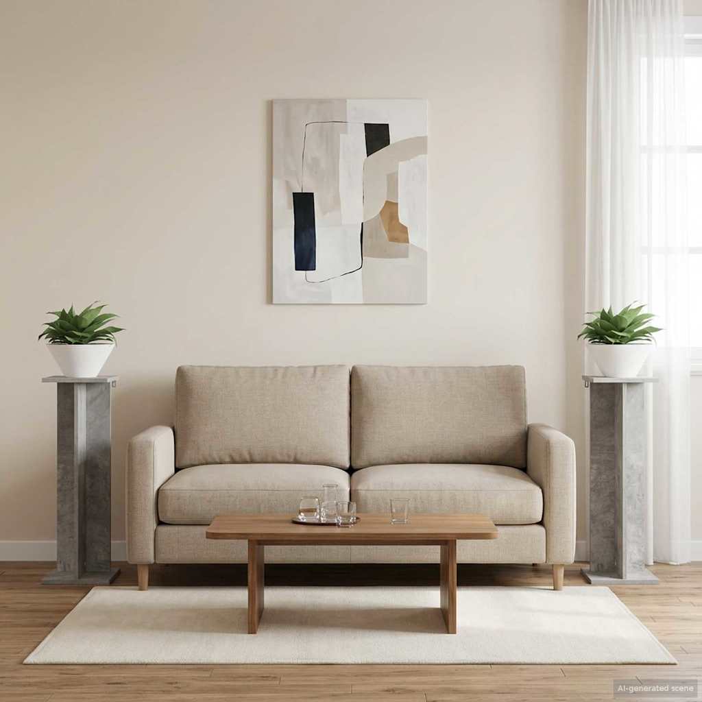vidaXL Plant Stand 2 pcs Concrete Grey 25 x 25.5 x 80.5 cm