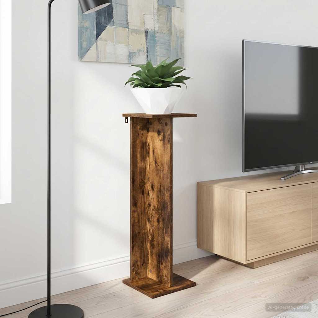 vidaXL Plant Stand Smoked Oak 25 x 25.5 x 80.5 cm Engineered Wood