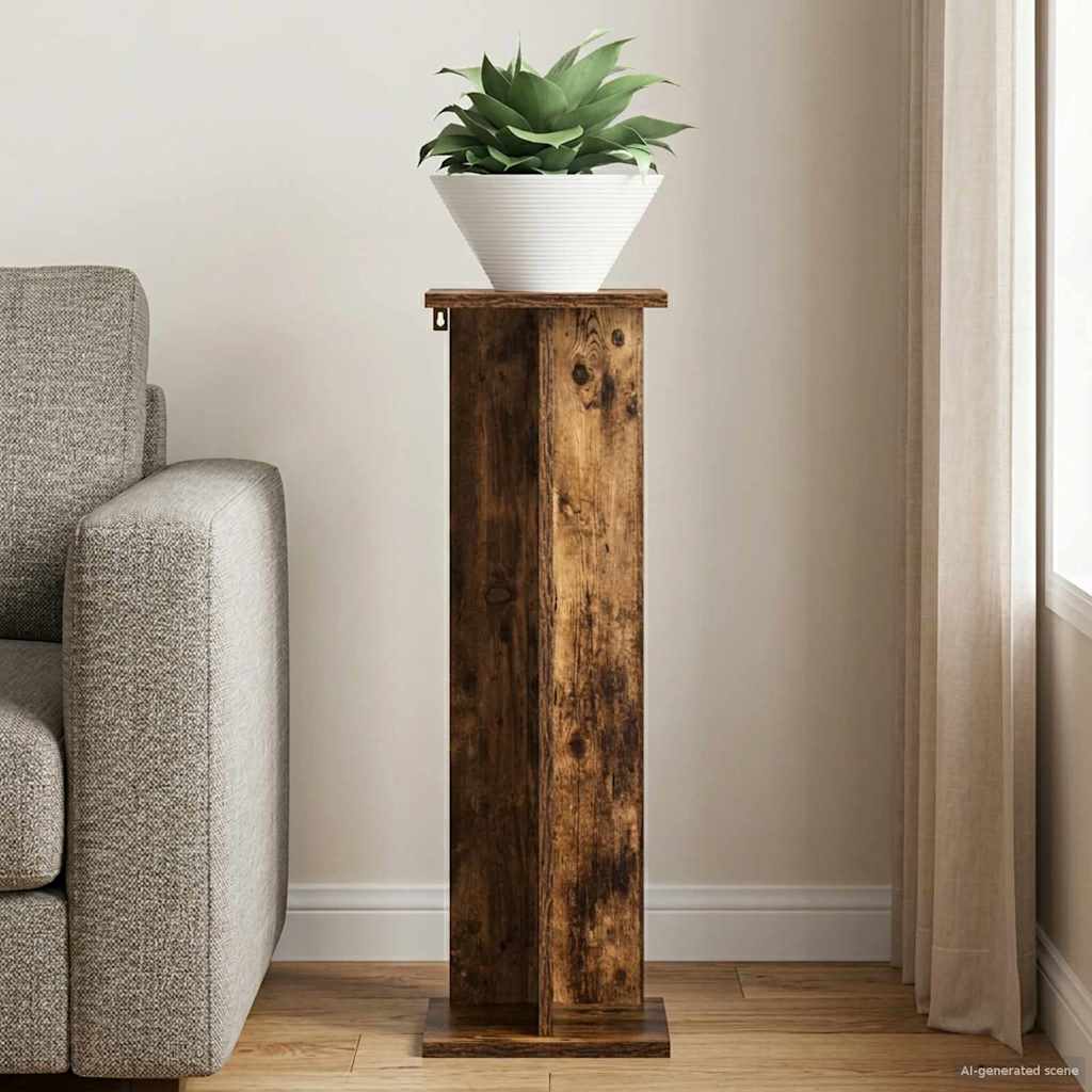 vidaXL Plant Stand Smoked Oak 25 x 25.5 x 80.5 cm Engineered Wood