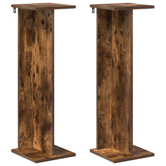 vidaXL Plant Stand 2 pcs Smoked Oak 25 x 25.5 x 80.5 cm