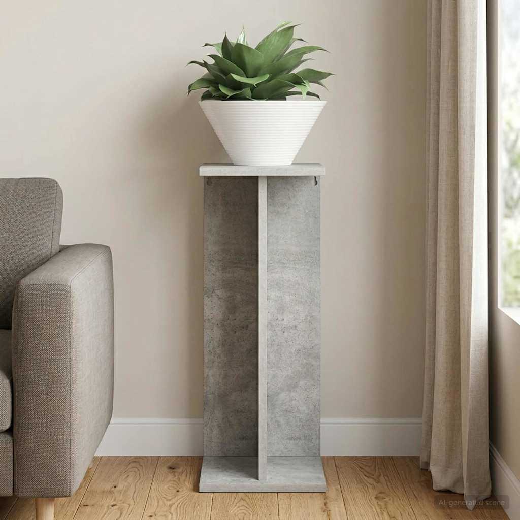 vidaXL Plant Stand Concrete Grey 25 x 25.5 x 60.5 cm Engineered Wood