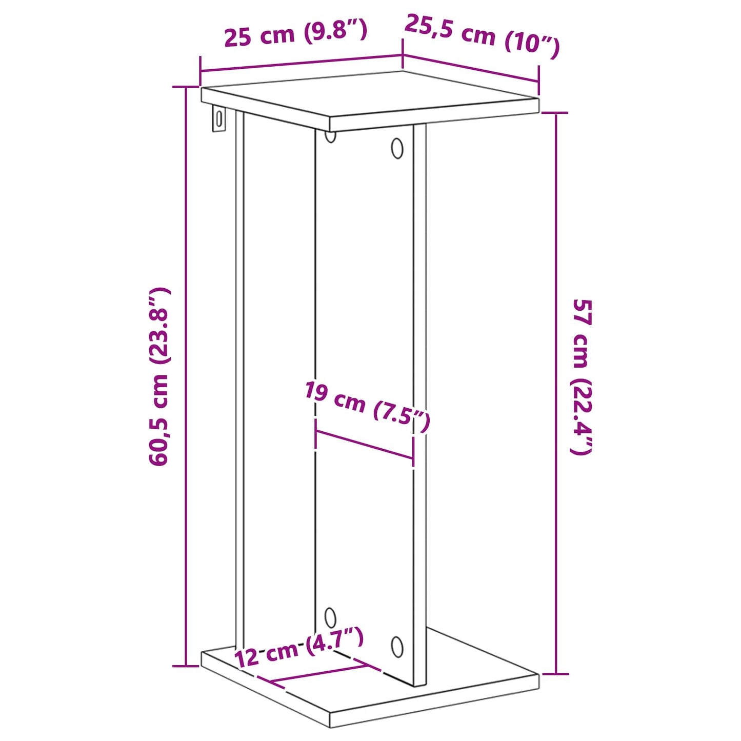 vidaXL Plant Stand Smoked Oak 25 x 25.5 x 60.5 cm Engineered Wood