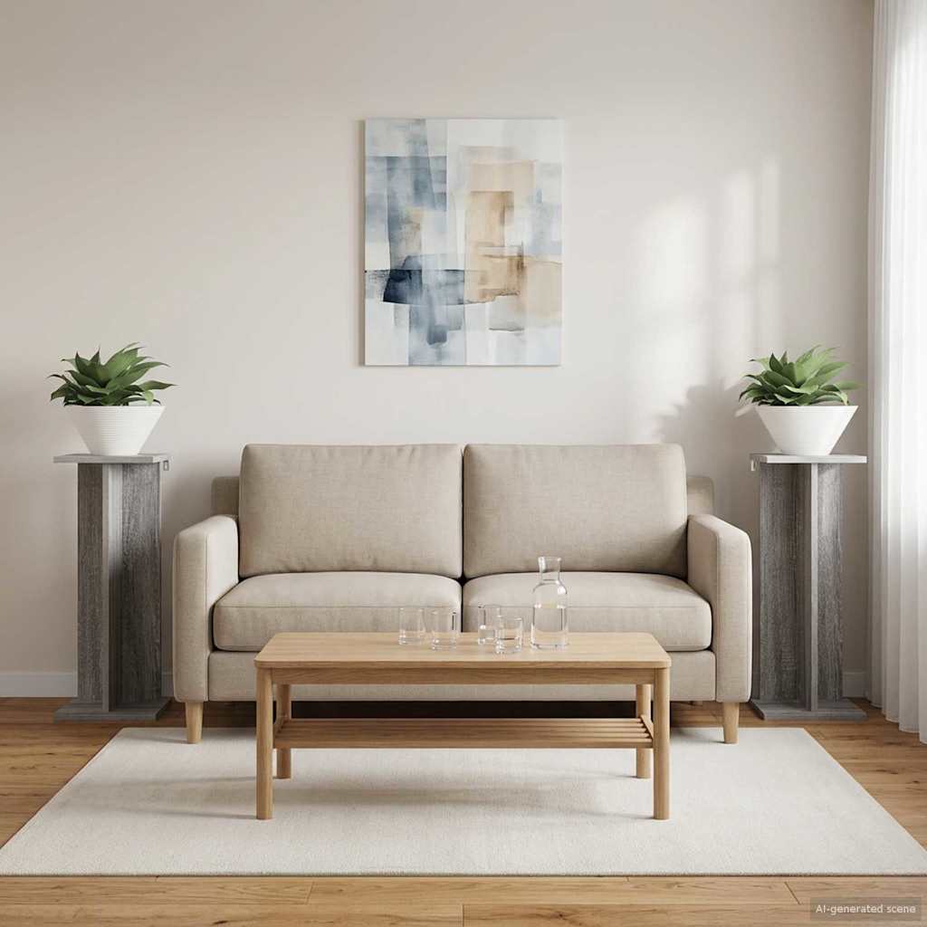 vidaXL Plant Stand 2 pcs Grey Sonoma 25 x 25.5 x 60.5 cm